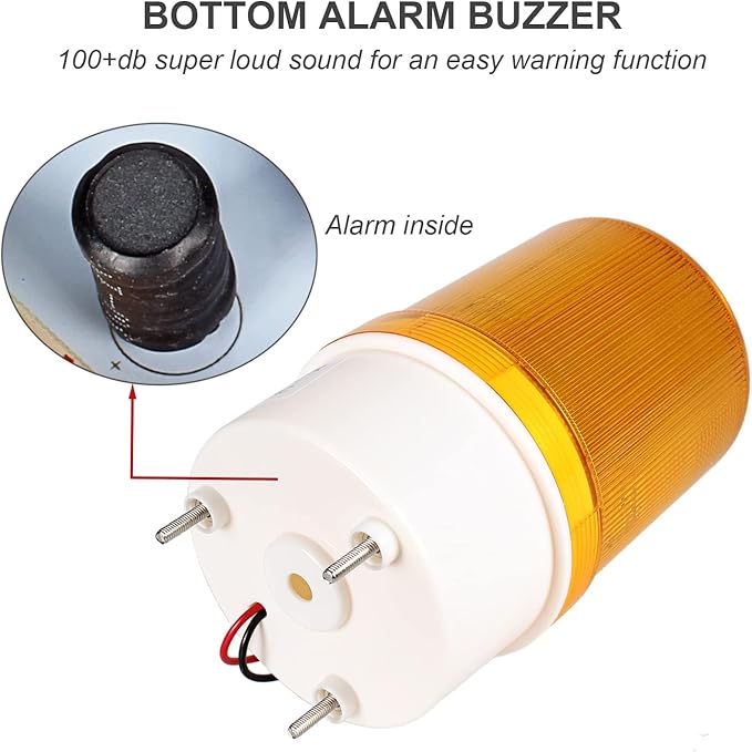 Industrial LED Rotating Strobe Beacon Warning Lights, Electrical Revolving Signal Lights for Emergency, 110v AC, Yellow, with Buzzer