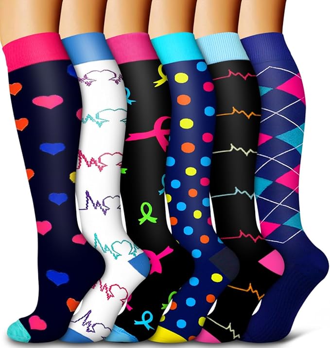 6 Pack Copper Compression Socks for Women and Men Circulation-Best Support for Medical, Running,Nursing,Athletic