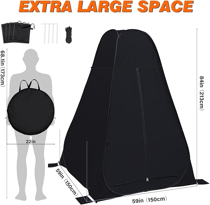 anngrowy Shower Privacy Tent, 7FT Extra Large Pop Up Toilet Tent, Portable Outdoor Bathroom Shower Enclosure, Privacy Shelter for Changing Camping Hiking Beach Dressing, Fishing, UPF50+