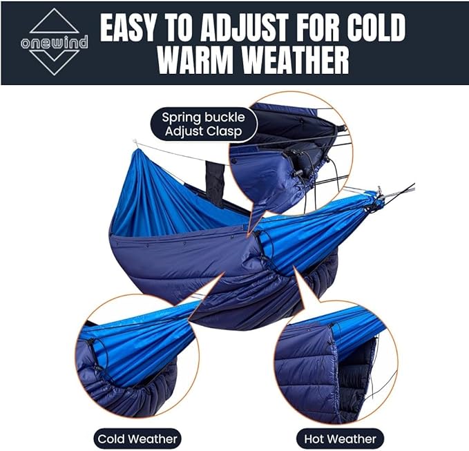 onewind Double Hammock Underquilt Warm Insulation Ultralight 3-4 Season Camping Quilt, Portable for Hiking, Backpacking