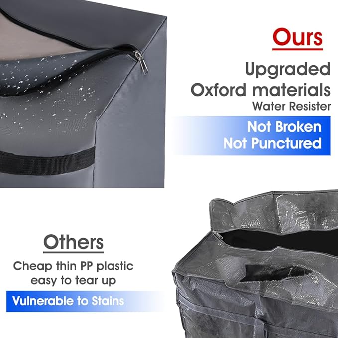 6 Pack Moving Bags Heavy Duty Extra Large 90L, College Packing Bags for Moving Clothes, Moving Supplies & Boxes with Zippers and Handles, Storage Bags Moving Totes Camping Essentials (Grey)