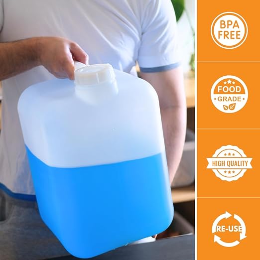 FastRack 5 Gallon Hedpak with Cap (Pack of 2) | BPA-free, Food-Grade, and Leak-Proof | White Water Container | Ideal for brewing, fermentation, or storage