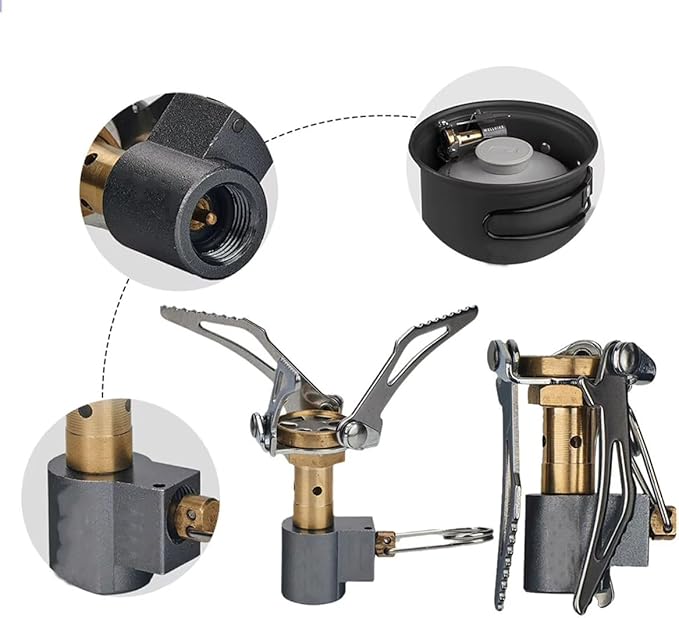 Outdoor Gas Stove Camping Burner Portable Mini Folding Stove Gas Heater Survival Furnace Foldable Furance Head for Picnic Cooker 49g Maximum firepower of BRS-3000T Stove