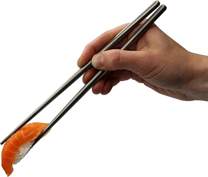 Kuvik Titanium Chopsticks with Gold Carrying Case - Ultralight and Reusable Chopsticks for Camping