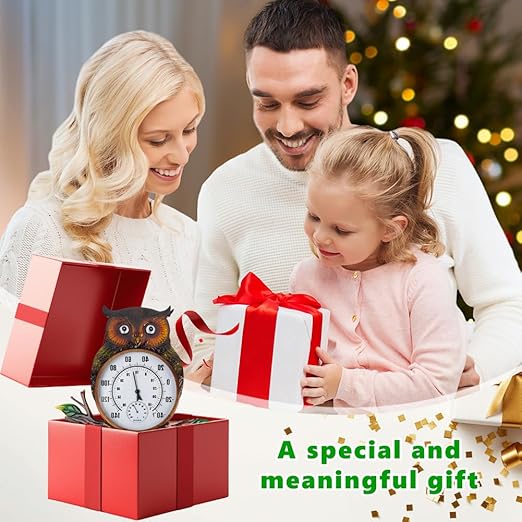 Owl Outdoor Thermometer, 22" Metal Indoor Wall Thermometer, Large Outside Thermometer with Large Number for Patio Home Room Decor