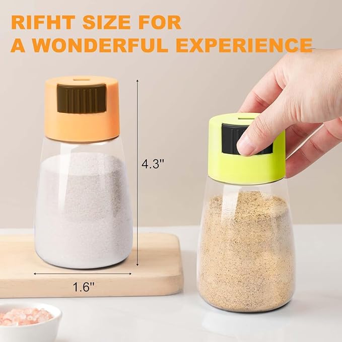 iNeibo Salt and Pepper Shakers Set, 2Pcs Plastic Salt Dispenser, Clear, with Squeezing Lid, Moisture Proof, Perfect for Cooking, Picnic, Outdoor BBQ, 1.2 Ounces for Easy Portability and Use