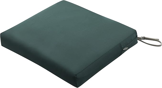 Classic Accessories Ravenna Water-Resistant 21 x 19 x 3 Inch Patio Seat Cushion, Mallard Green, Chair Seat Cushion