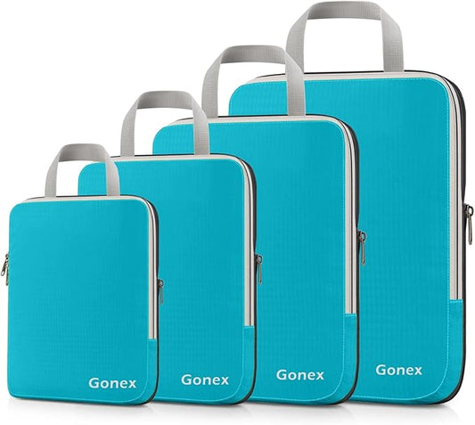 Gonex Compression Packing Cubes, 3pcs/4pcs Expandable Storage Travel Luggage Bags Organizers