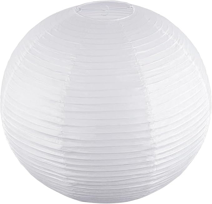 White Round Paper Lanterns, 15.75" Large Hanging Paper Lantern Lamp, Chinese/Japanese Paper Lantern Pendant Light for Party Decoration, Wedding, Home Decor Ceiling Lampshade(1 Pack)