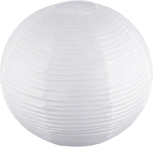 White Round Paper Lanterns, 15.75" Large Hanging Paper Lantern Lamp, Chinese/Japanese Paper Lantern Pendant Light for Party Decoration, Wedding, Home Decor Ceiling Lampshade(1 Pack)