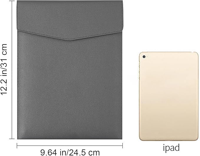 VANRA 1 Piece PU Leather File Folder Vertical A4 Document Holder File Envelope Waterproof Leather Portfolio Case Filing File Organizer for Letter Size with Magnetic Button Closure (Grey)