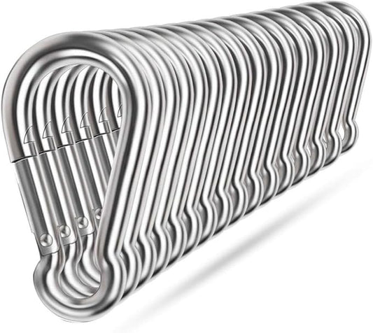 Spring Snap Hooks, 304 Stainless Steel Metal Clip Heavy Duty Rope Connector Small Snap Clamp Key Chain Link Buckle for Hammock Swing Set Outdoor Travel Camping Fishing Hiking