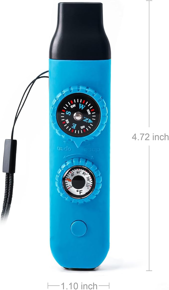 Emergency Survival Safety Whistle，Whistle for Kids with Lanyard,Compass,Thermometer,Ideal for Kayaking, Boating, Hiking, Camping, Climbing