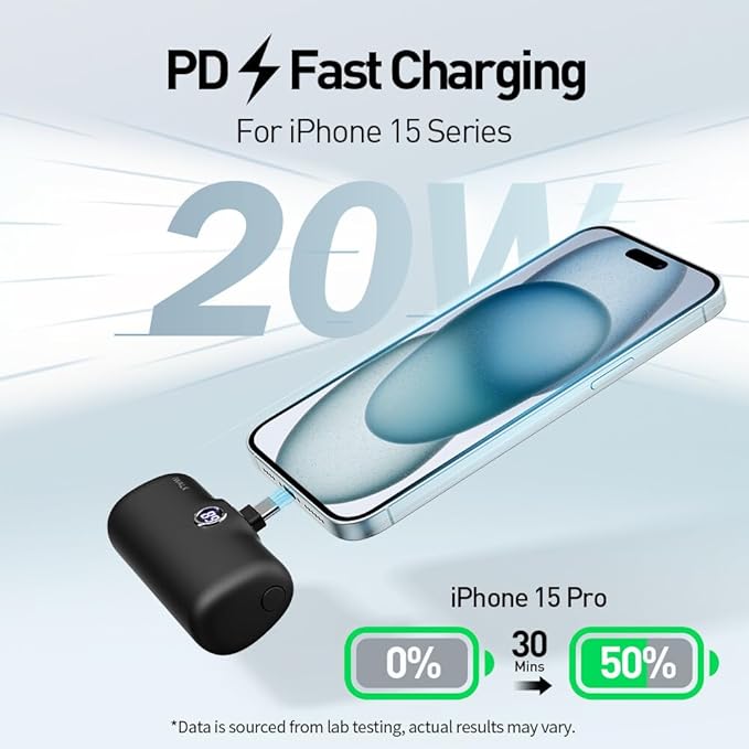 iWALK USB-C Portable Charger for iPhone 15/16, Mini 20W 4,800mAh Wireless Power Bank Fast Charging Travel Battery Pack Compatible with iPhone 16/15/15 Plus/15 Pro/15 Pro Max, Andriod Phone Samsung