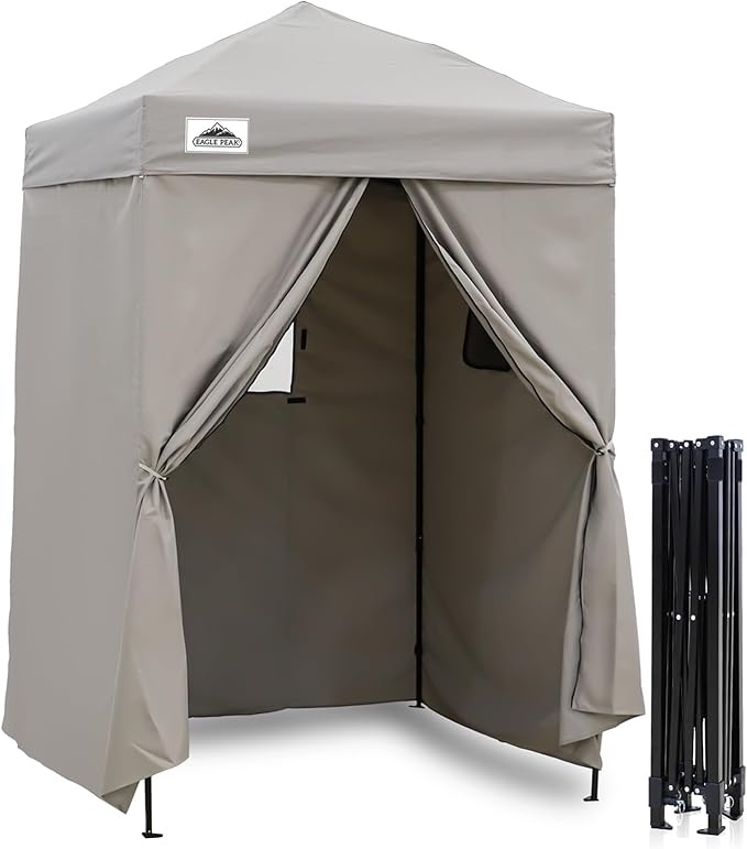 EAGLE PEAK Flex Ultra Compact 5x5 Pop-up Canopy, Sun Shelter, Changing Room, Portable Privacy Canopy Cabana for Pool, Fashion Photoshoots, or Camping, Gray