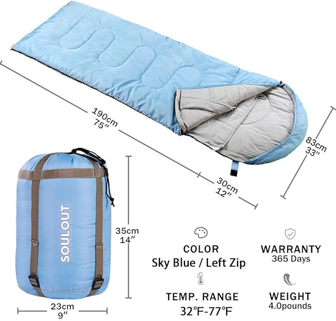 Sleeping Bag,3-4 Seasons Warm Cold Weather Lightweight, Portable, Waterproof Compression Sack Adults & Kids - Indoor & Outdoor Activities: Traveling, Camping, Backpacking, Hiking