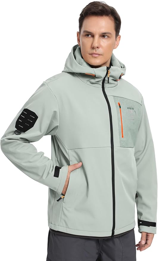 GEMYSE Men's Lightweight Rain Jacket Waterproof Raincoat Hooded Softshell Windbreaker for Outdoor Hiking Travel