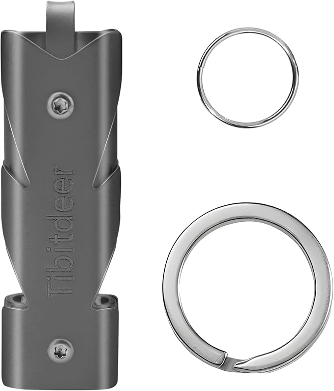 Titanium Emergency Whistle, 120db Safety Whistle with Keychain Rings for Outdoor Camping Hiking Boating Backpacking Fishing Kayak Kids Rescue Signaling Loud Survival Whistle
