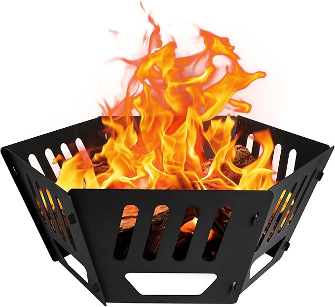 24-inch Fire Pit, Outdoor Portable Wood-Burning Fire Pit Log Stove Fireplace for Camping, Backyard, Garden Picnic Patio and Beach. Comes with A Carry Bag