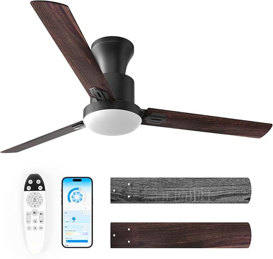 Obabala 60" Outdoor Ceiling Fan, LED Light, Smart Remote & APP Control, 6-Speed Reversible DC Motor, Modern Ceiling Fan for Large Rooms, Covered Patio