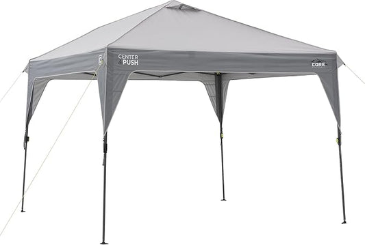 CORE 10 FT x 10 FT Instant Pop Up Canopy Tent | Portable Straight Leg Outdoor Gazebo Shelter with Wheeled Carry Bag | Perfect for Camping, Beach, Picnic, Backyards, BBQ, Tailgate, Patio and Party
