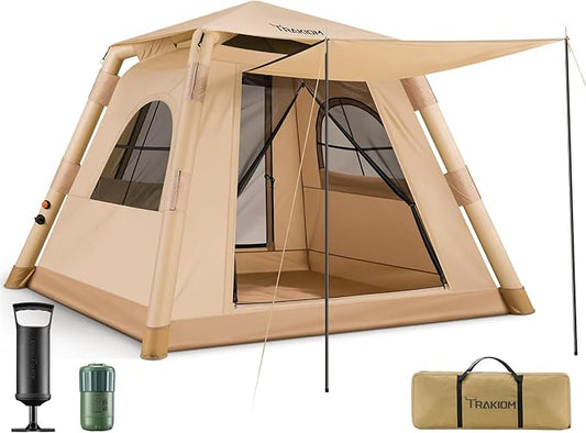 Inflatable Tents for Camping 2/4 Person, Easy Set Up Camping Tent with Automatic & Manual Pump, Waterproof Blow Up Tent for Family Outdoor