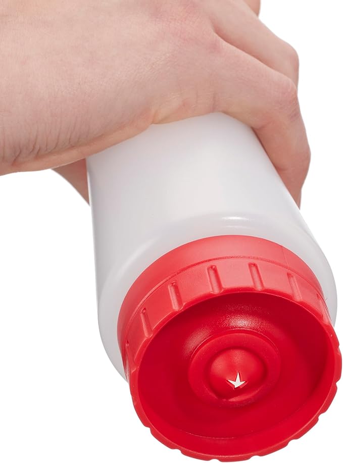 Chef Master Squeeze Bottles for Sauces (6-Pack) - Fill & Flip, Refillable 16 Oz. - Condiment Squeeze Bottles for Liquids, Sauces, Batter & Dressing - Made for Restaurants, Diners & Food Trucks - 90291
