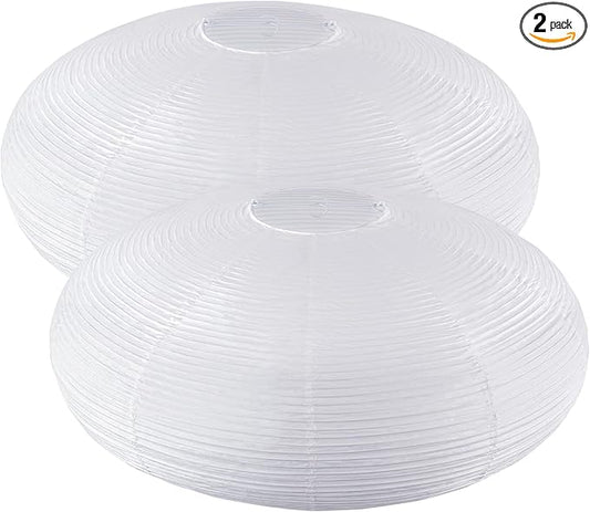 White Oval Paper Lanterns-22in Large Hanging Paper Lantern Lamp, Chinese/Japanese Paper Pendant Lampshade for Party Decoration, Wedding, Home Decor Paper Ceiling Lampshade(2 Pack)