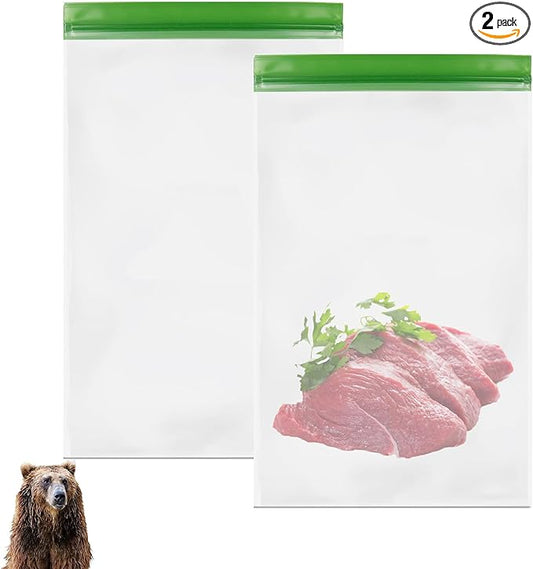 HEAVY DUTY Odor Proof Storage Bags-12ｘ20 Inch Bear bags for Food Backpacking,Reusable Double-Tracked Ziplock Bags for Food Storage fit Camping, Hiking, Water Sports and Home Organization-2 pack