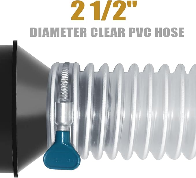 2 1/2" x 10' Dust Collection Hose, Puncture Resistant PVC Dust Collection Hose with Carbon Steel Wire Coil - Flexible Clear PVC for Dust Collectors