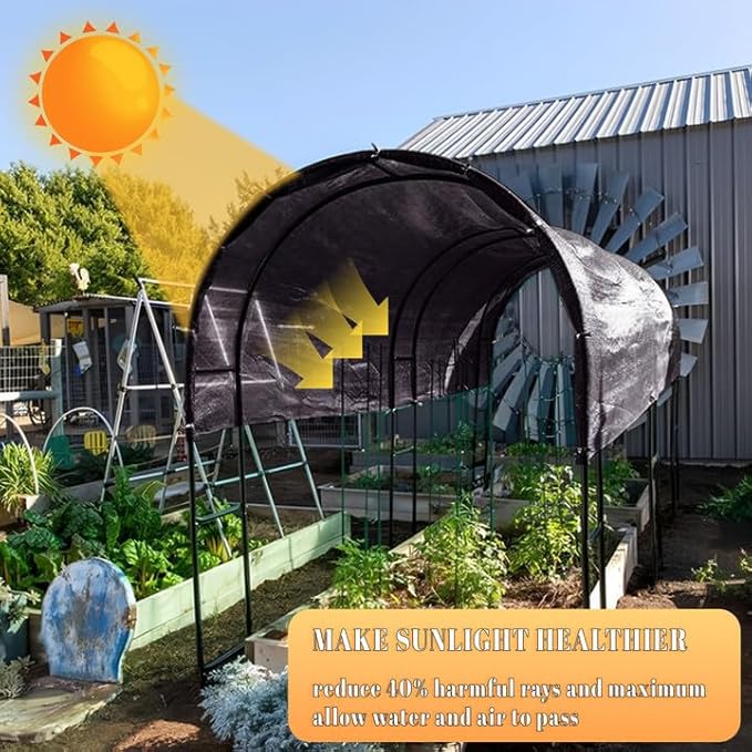 Cool Area 40% 6.5x10ft Sunblock Shade Cloth Cover Mesh UV Resistant Net for Garden Flower Plant Greenhouse, Black