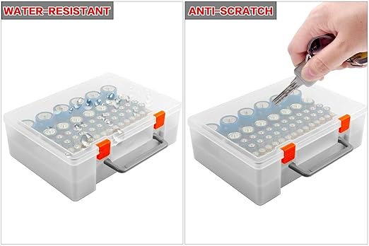 Battery Organizer Storage Box, Garage Storage Containers Case Holder with Checker Tester Fits for AA AAA C D 9V Lithium 3V (Not Includes Batteries Pack)