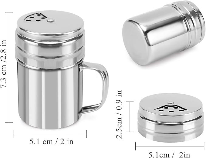 Accmor 5oz Salt and Pepper Shakers with Adjustable Pour Holes, Stainless Steel Dredge Shaker, Seasoning Spice Shakers for Salt Pepper Cinnamon Sugar Flour