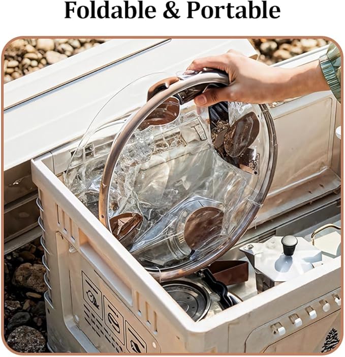 YUEWO Portable Collapsible Bucket with Handle Foldable Wash Basin Multifunctional Water Container Sink for Fishing, Camping, Hiking, Backpacking, Outdoor Survival, Car Washing