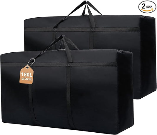 WITERY 2 Pack 180L Large Storage Bags - Big Moving Bags Heavy Duty with Zippers & Handles, Alternative to Moving Boxes and 39Inch Storage Tote for Space Saving, Travel, Clothes, Blankets, Pillows