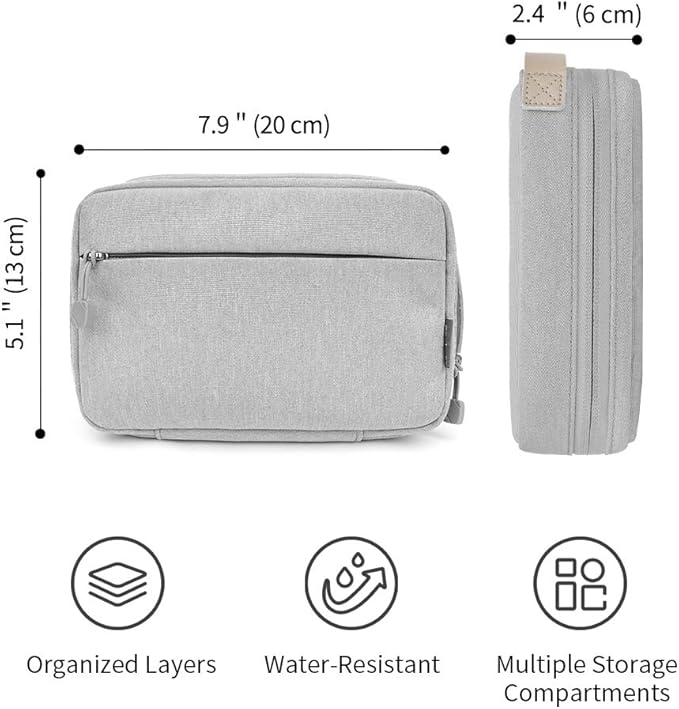 pack all Electronic Organizer, Cable Organizer Bag, Cord Travel Organizer for Cables, Chargers, Phones, USB cords, SD Cards (Gray)