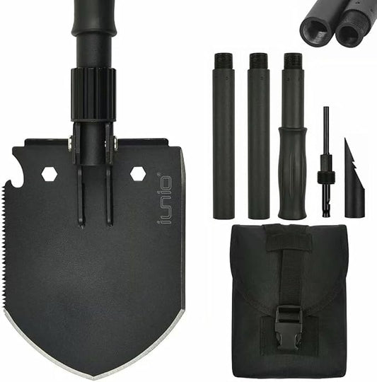 iunio Camping Shovel,Shovel Folding, Portable, Multitool, Foldable Entrenching Tool, Collapsible Spade, for Backpacking, Trenching, Hiking, Survival, Car Emergency