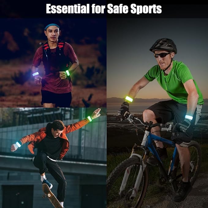 Dilabnba 6PCS Led Light Up Slap Wristband for Running Night Safety, Glow in The Dark Slap Bracelets Arm Band Reflective Strips for Cycling Walking Concert Camping Party