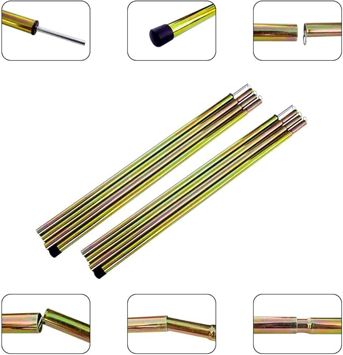 Replacement Tent Poles - Set of 2, Adjustable Rods for Camping Tarps, Shelters, Hiking, Backpacking, Portable Tent Poles Rods -Colorful