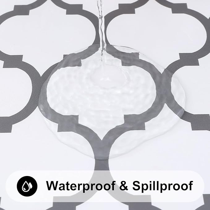 Smiry Rectangle Picnic Table Cover, Waterproof Elastic Fitted Camping Tablecloths for 8 Foot Tables, Wipeable Flannel Backed Vinyl Tablecloth Protector for Indoor, Outdoor (White, 36x96 Inches)