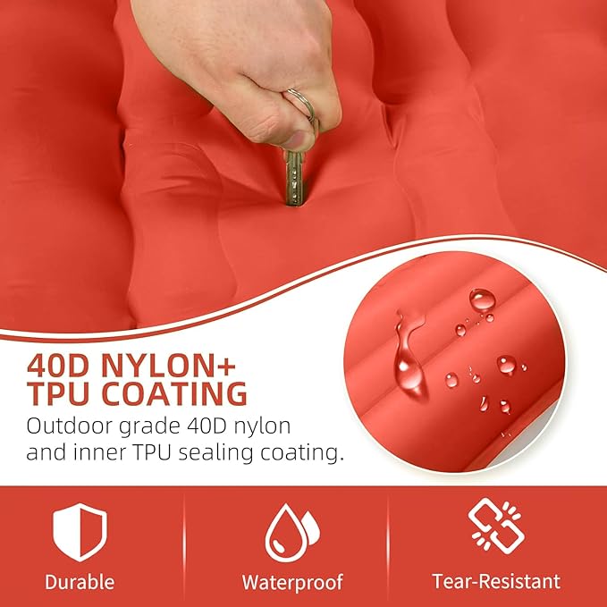 Camping Sleeping Pad, Extra Thick 5 Inch Camping Mat with Pillow Built-in Foot Pump Inflatable Sleeping Pads Compact for Camping Backpacking Hiking Traveling Tent