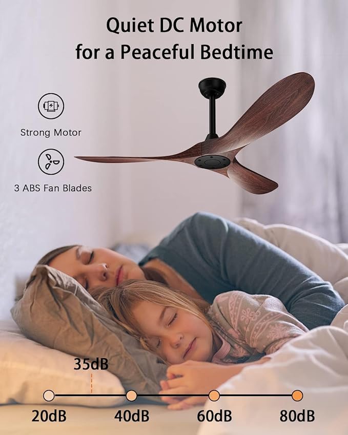 52 inch Outdoor Ceiling Fan with Remote Control - Modern Classic Design for Indoor & Outdoor Use: Ideal for Kitchen, Bedroom, Living Room, Farmhouse, Patio