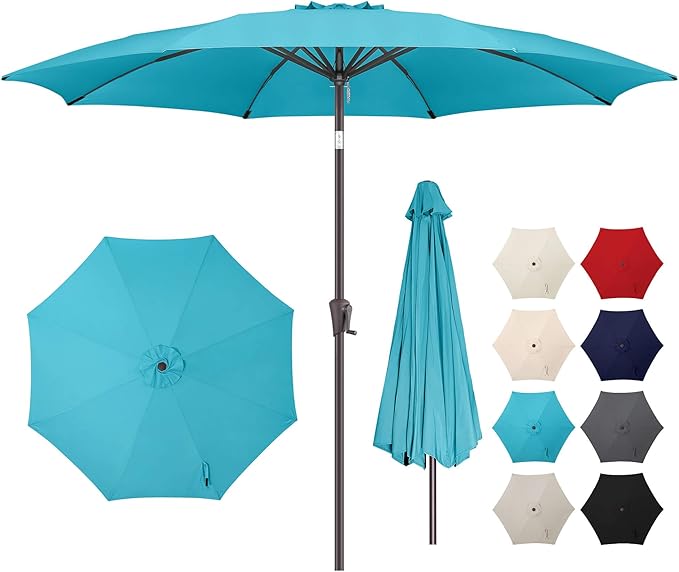 11ft Outdoor Patio Umbrella - Table Umbrella Waterprool UV Protection, Sombrillas de Patio with Push Button Tilt&Crank, Sun Umbrella for Pool, Porch, Garden, Deck, Backyard(Sky Blue)