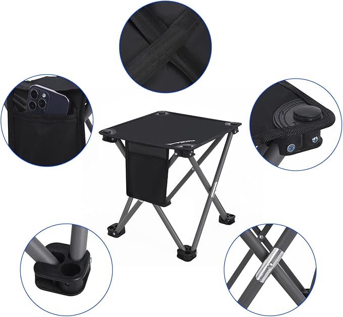 Roptat 2 Pack Camping Stool,Portable Folding Compact Lightweight Stool Seat for Camping Fishing Hiking Gardening Outdoor Walking Backpacking Travelling and Beach with Carry Bag (Black)