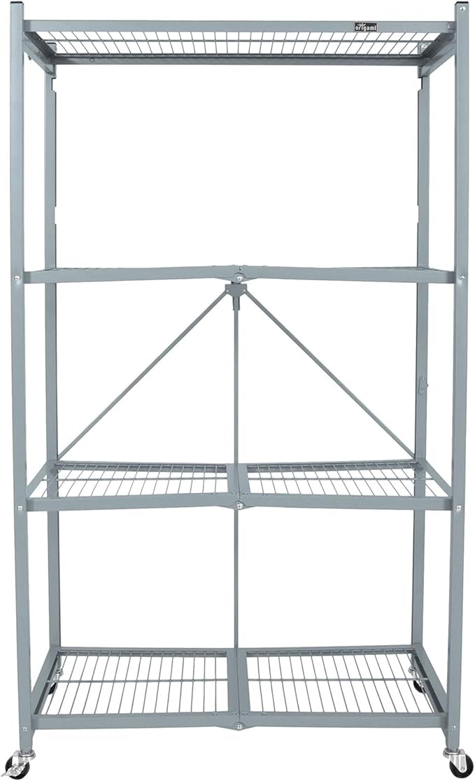 Origami 4-Tier Storage Shelves on Wheels, Steel Shelving Holds 1000 pounds, Heavy Duty Garage Storage & Organization, Closet Organizer, Utility Shelf