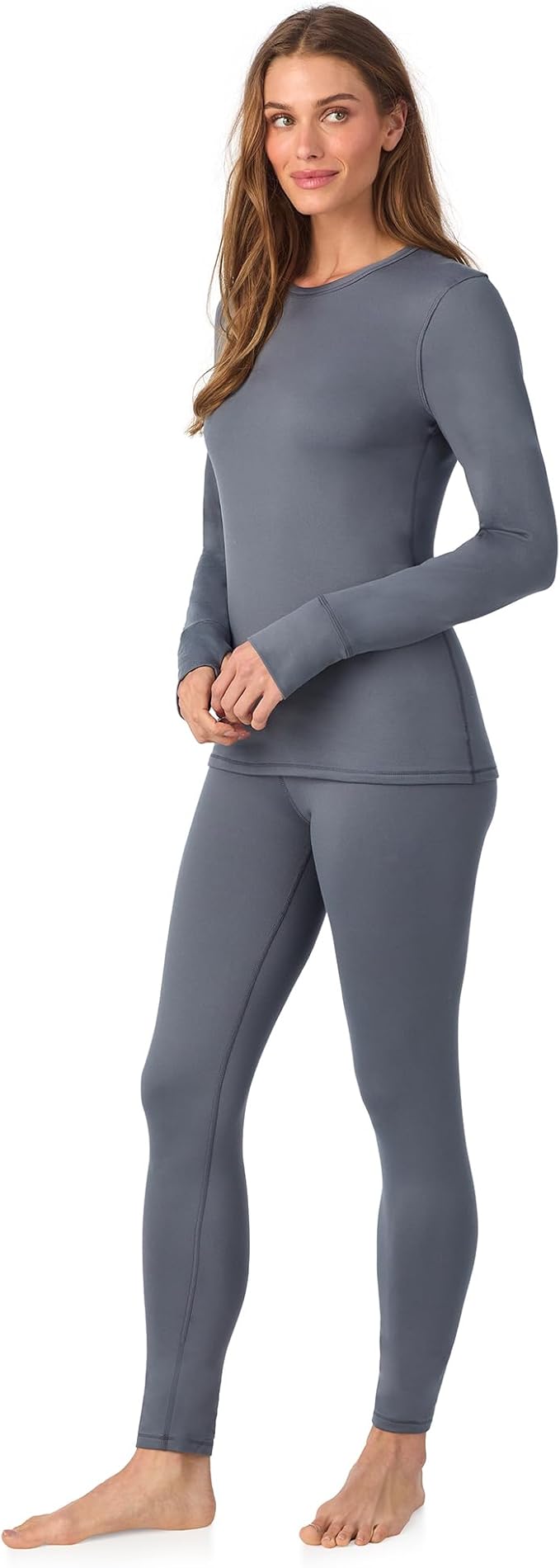 Cuddl Duds Womens Fleece Lined Thermal Base Layer Set – Long Sleeve Shirt & Leggings for Cold Weather – Lounge Set for Women