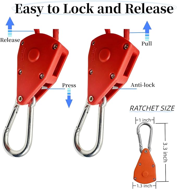 15ft Ratchet Straps Ropes Tie Down Rope Strap Small Mini Reflctive Outdoor Windproof Rope Roller Adjustable Camping Tent Hanger Grow Light Kayak Paracord 4 Pack 5/32"