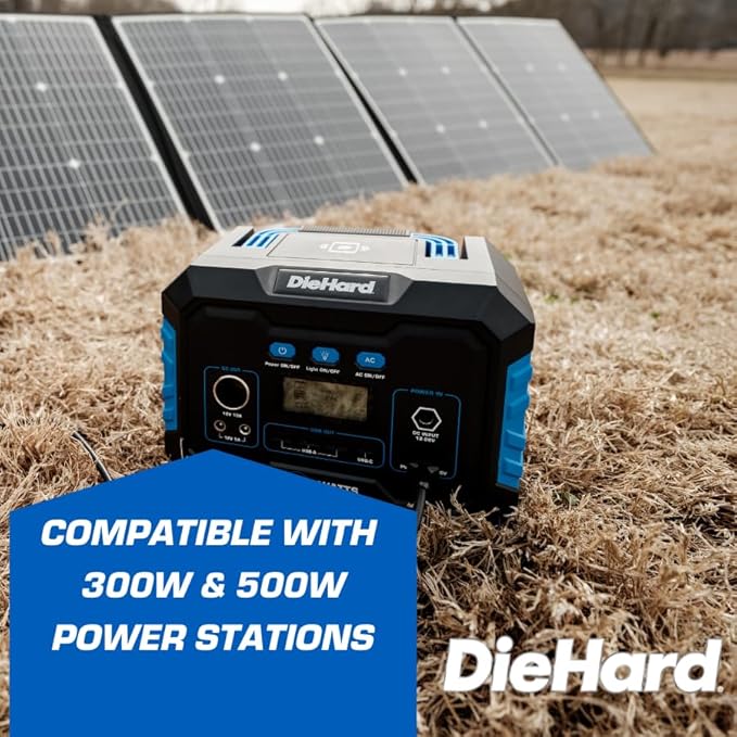 DieHard Solar Panel, 120-Watt, Foldable, Flexible, Lightweight, Portable - Designed for use with DieHard Portable Power Stations