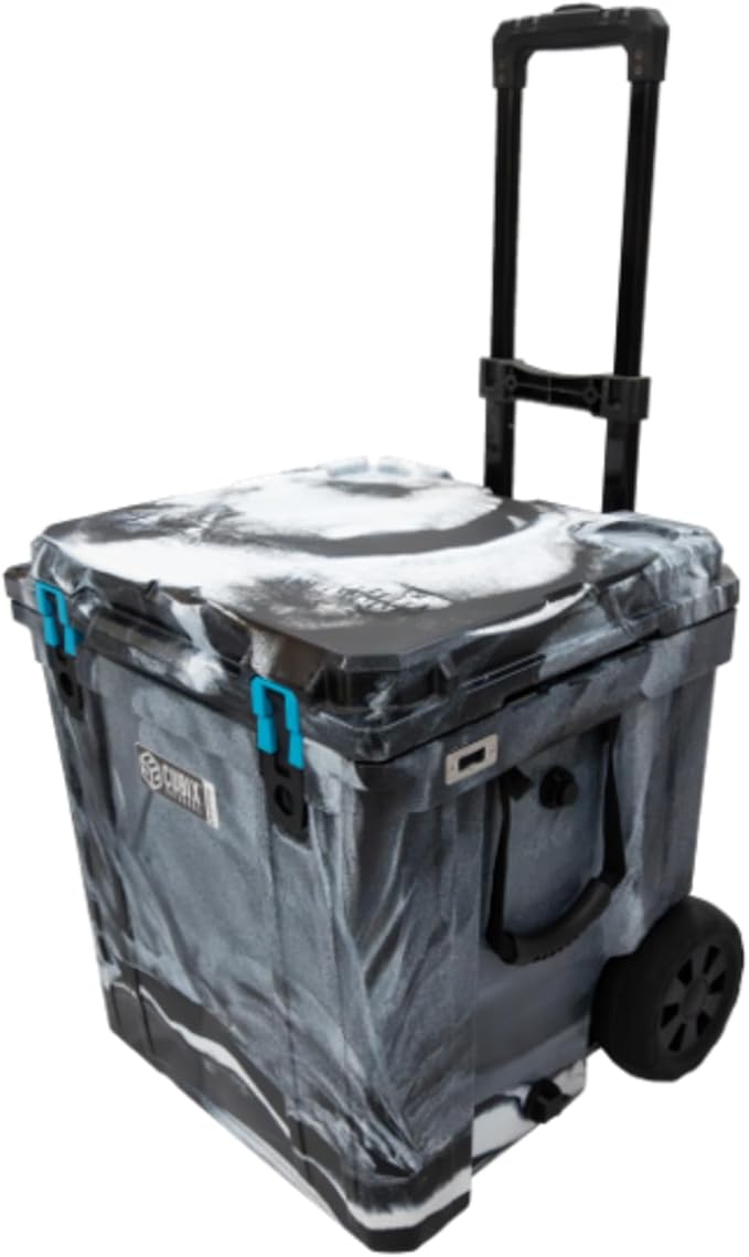 QuadraX 46QT Wheeled Rotomolded Portable Hard Cooler for Camping, Fishing, Beach | Heavy Duty Insulated Ice Chest with Wheels and Handle | Cold Retention 5 Days