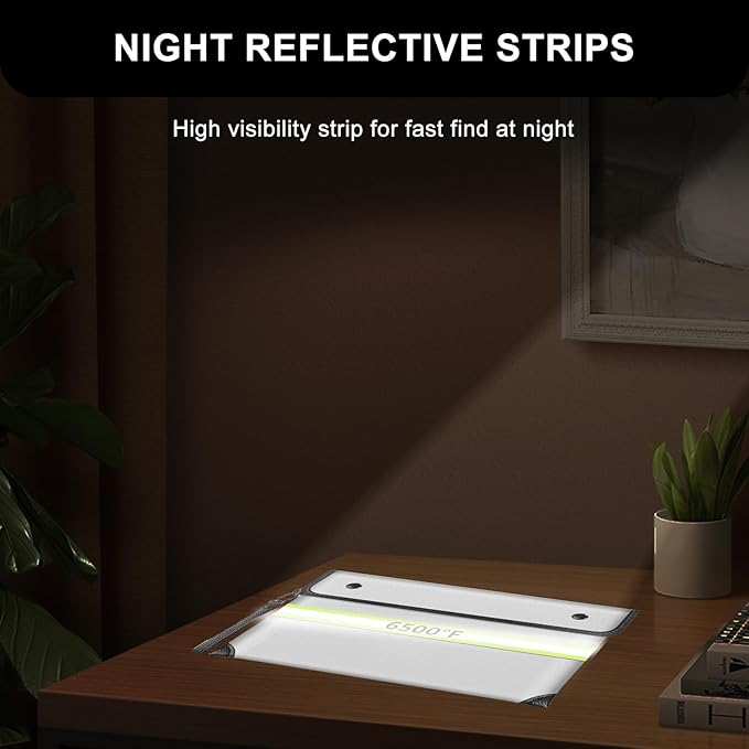 6200°F Upgraded Fireproof Document Bag with Waterproof Zipper,9 Layers of Heat Insulated Materials,Fireproof Money Bag for Cash,Valuables and Important Documents（Not Suitable for A4 Files）